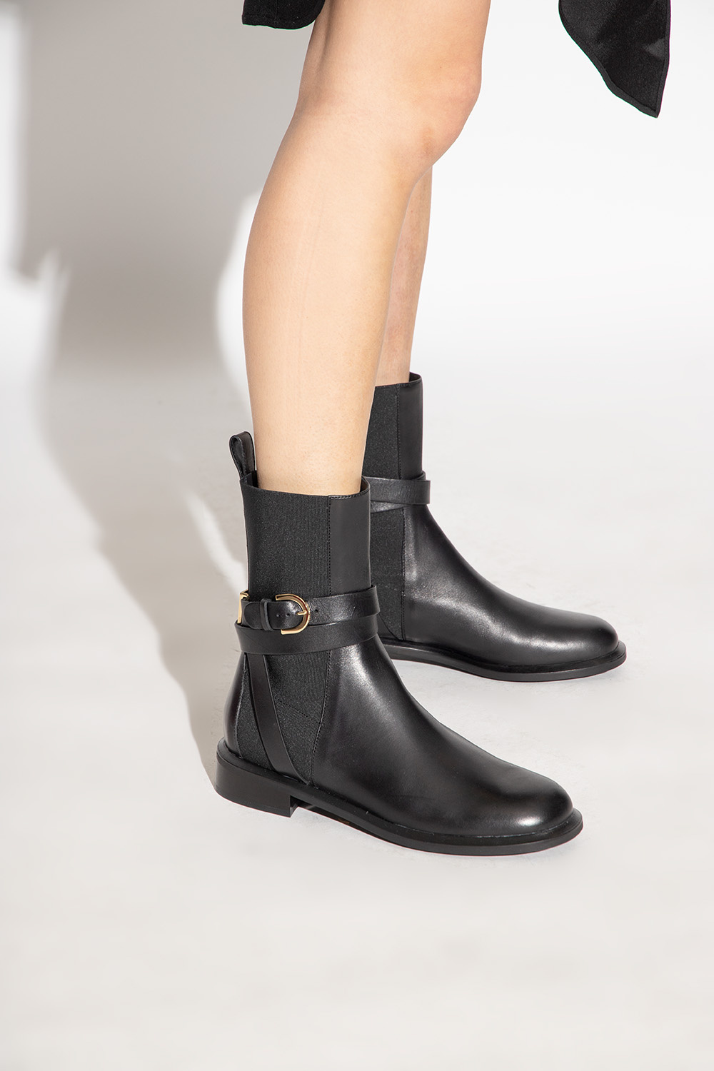 Strap detail quilted leather ankle clearance boots